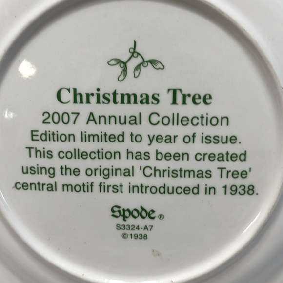 Set if 4 Spode Christmas Tree Plates 2007 Red Poinsettias on Rim 8" - Picture 5 of 9